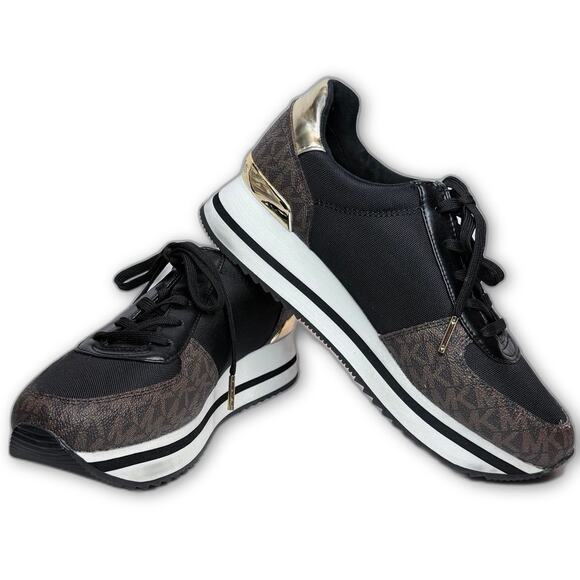 Michael Kors Shoes - Michael Kors Monique Knit Trainer Running Sneakers Black/Brown Women's Size 7.5M